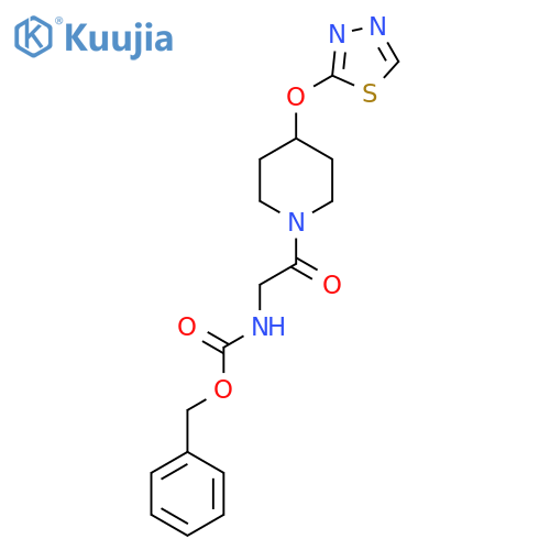 benzyl N-{2-oxo-2-4-(1,3,4-thiadiazol-2-yloxy)piperidin-1-ylethyl}carbamate structure
