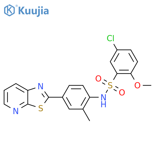 5-chloro-2-methoxy-N-(2-methyl-4-{1,3thiazolo5,4-bpyridin-2-yl}phenyl)benzene-1-sulfonamide structure