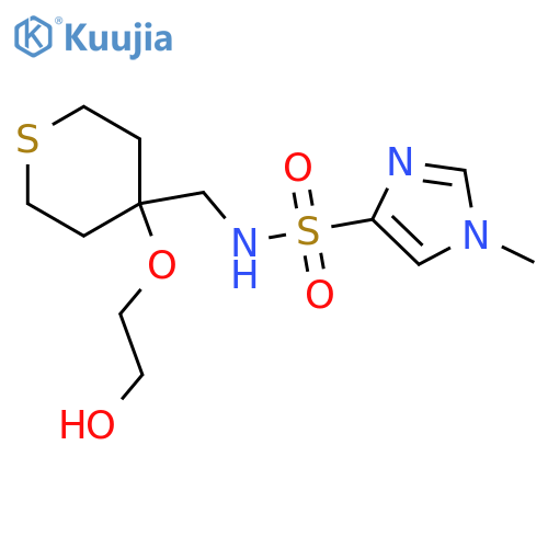 N-{4-(2-hydroxyethoxy)thian-4-ylmethyl}-1-methyl-1H-imidazole-4-sulfonamide structure