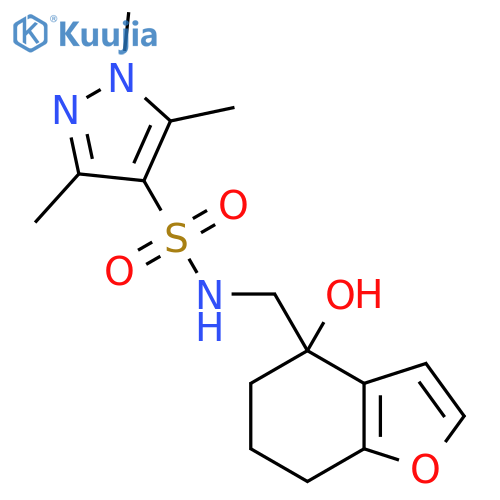 N-(4-hydroxy-4,5,6,7-tetrahydro-1-benzofuran-4-yl)methyl-1,3,5-trimethyl-1H-pyrazole-4-sulfonamide structure