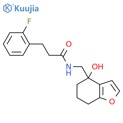 3-(2-fluorophenyl)-N-(4-hydroxy-4,5,6,7-tetrahydro-1-benzofuran-4-yl)methylpropanamide structure