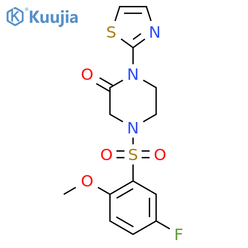 4-(5-fluoro-2-methoxybenzenesulfonyl)-1-(1,3-thiazol-2-yl)piperazin-2-one structure
