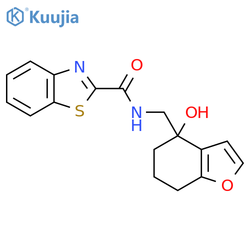 N-(4-hydroxy-4,5,6,7-tetrahydro-1-benzofuran-4-yl)methyl-1,3-benzothiazole-2-carboxamide structure