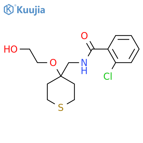 2-chloro-N-{[4-(2-hydroxyethoxy)thian-4-yl]methyl}benzamide structure
