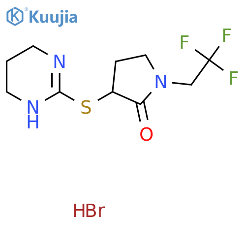 3-(1,4,5,6-tetrahydropyrimidin-2-ylsulfanyl)-1-(2,2,2-trifluoroethyl)pyrrolidin-2-one hydrobromide structure