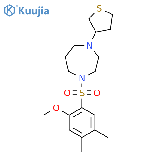 1-(2-methoxy-4,5-dimethylbenzenesulfonyl)-4-(thiolan-3-yl)-1,4-diazepane structure