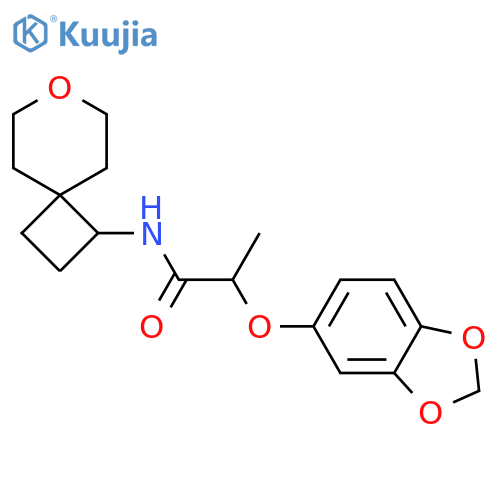 2-(2H-1,3-benzodioxol-5-yloxy)-N-{7-oxaspiro3.5nonan-1-yl}propanamide structure