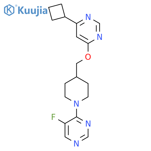 4-(4-{(6-cyclobutylpyrimidin-4-yl)oxymethyl}piperidin-1-yl)-5-fluoropyrimidine structure