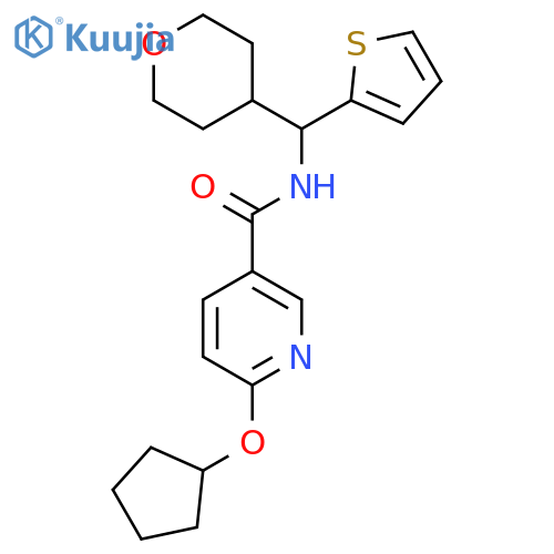 6-(cyclopentyloxy)-N-(oxan-4-yl)(thiophen-2-yl)methylpyridine-3-carboxamide structure