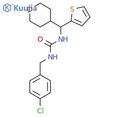 1-(4-chlorophenyl)methyl-3-(oxan-4-yl)(thiophen-2-yl)methylurea structure