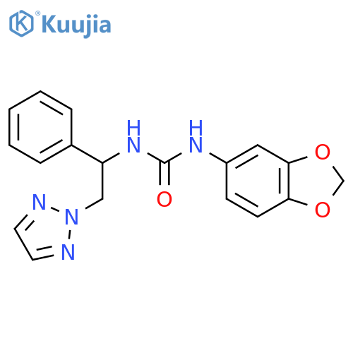 3-(2H-1,3-benzodioxol-5-yl)-1-[1-phenyl-2-(2H-1,2,3-triazol-2-yl)ethyl]urea structure