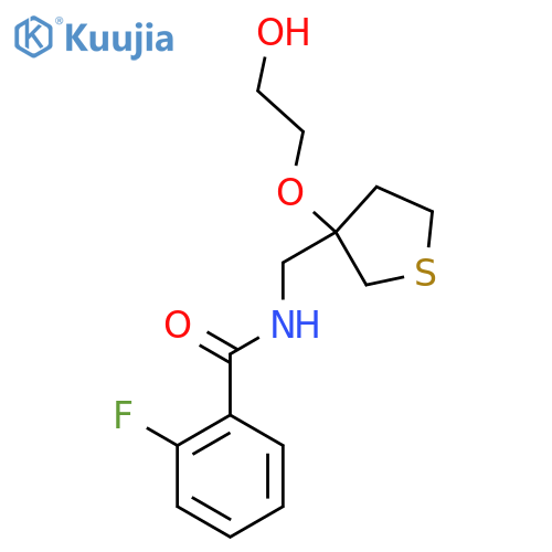2-fluoro-N-{3-(2-hydroxyethoxy)thiolan-3-ylmethyl}benzamide structure