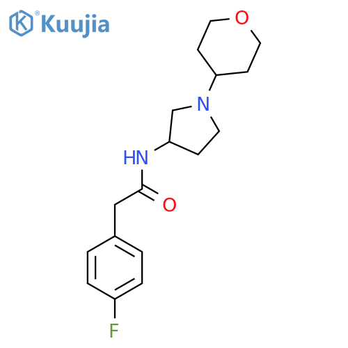 2-(4-fluorophenyl)-N-(1-(tetrahydro-2H-pyran-4-yl)pyrrolidin-3-yl)acetamide structure