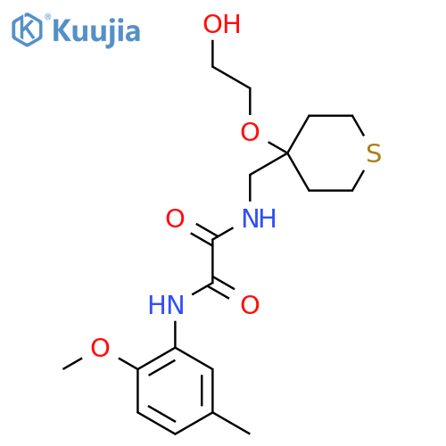 N'-{4-(2-hydroxyethoxy)thian-4-ylmethyl}-N-(2-methoxy-5-methylphenyl)ethanediamide structure