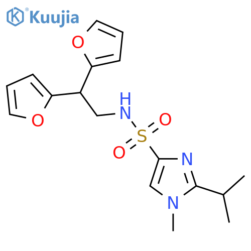 N-2,2-bis(furan-2-yl)ethyl-1-methyl-2-(propan-2-yl)-1H-imidazole-4-sulfonamide structure