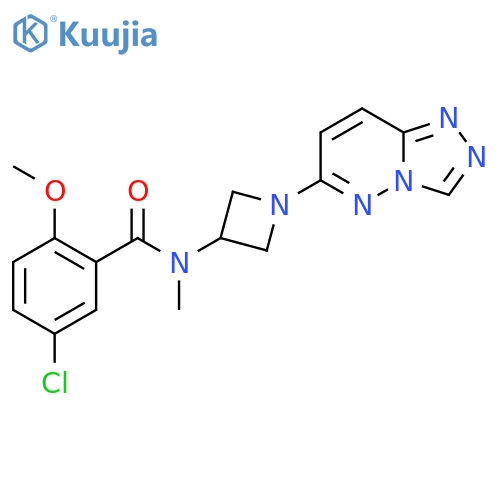 5-chloro-2-methoxy-N-methyl-N-(1-{1,2,4triazolo4,3-bpyridazin-6-yl}azetidin-3-yl)benzamide structure