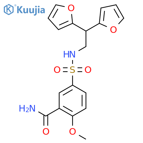 5-{2,2-bis(furan-2-yl)ethylsulfamoyl}-2-methoxybenzamide structure