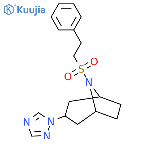 8-(2-phenylethanesulfonyl)-3-(1H-1,2,4-triazol-1-yl)-8-azabicyclo3.2.1octane structure