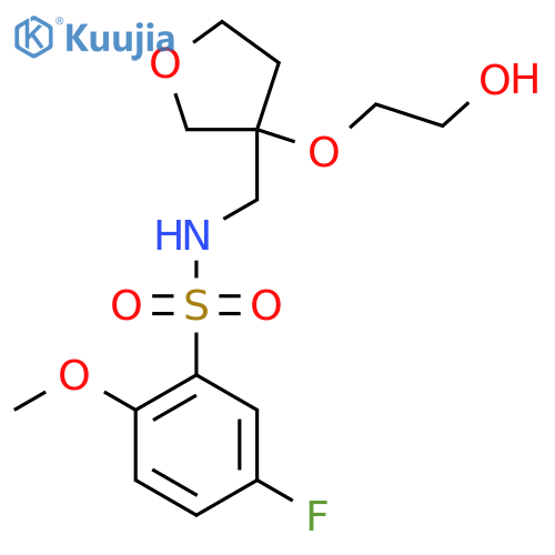 5-fluoro-N-{[3-(2-hydroxyethoxy)oxolan-3-yl]methyl}-2-methoxybenzene-1-sulfonamide structure