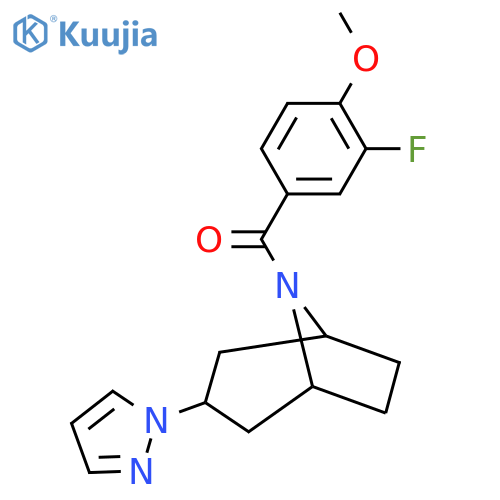 8-(3-fluoro-4-methoxybenzoyl)-3-(1H-pyrazol-1-yl)-8-azabicyclo3.2.1octane structure
