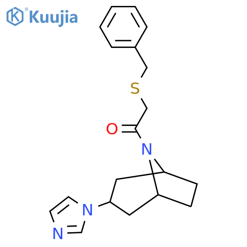 2-(benzylsulfanyl)-1-3-(1H-imidazol-1-yl)-8-azabicyclo3.2.1octan-8-ylethan-1-one structure
