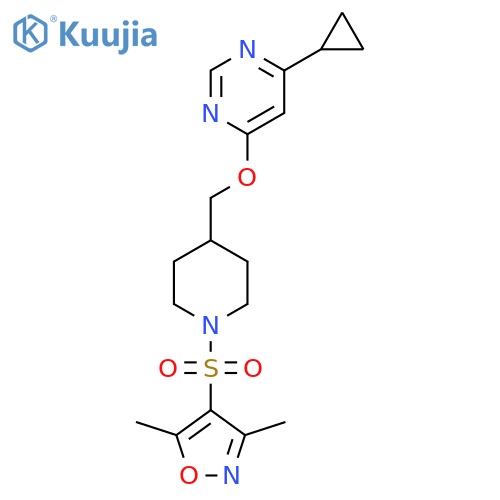 4-cyclopropyl-6-({1-(3,5-dimethyl-1,2-oxazol-4-yl)sulfonylpiperidin-4-yl}methoxy)pyrimidine structure