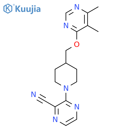 3-(4-{(5,6-dimethylpyrimidin-4-yl)oxymethyl}piperidin-1-yl)pyrazine-2-carbonitrile structure