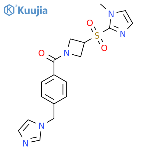 (4-((1H-imidazol-1-yl)methyl)phenyl)(3-((1-methyl-1H-imidazol-2-yl)sulfonyl)azetidin-1-yl)methanone structure