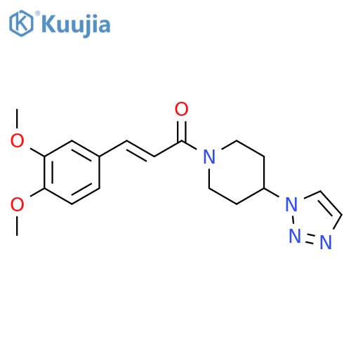 (E)-1-(4-(1H-1,2,3-triazol-1-yl)piperidin-1-yl)-3-(3,4-dimethoxyphenyl)prop-2-en-1-one structure