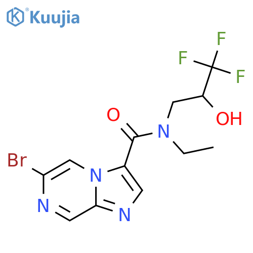 6-bromo-N-ethyl-N-(3,3,3-trifluoro-2-hydroxypropyl)imidazo[1,2-a]pyrazine-3-carboxamide structure