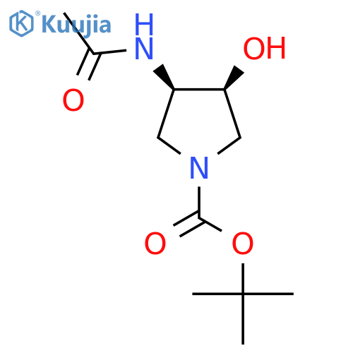 rac-tert-butyl (3R,4S)-3-acetamido-4-hydroxypyrrolidine-1-carboxylate structure