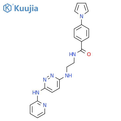 N-2-({6-(pyridin-2-yl)aminopyridazin-3-yl}amino)ethyl-4-(1H-pyrrol-1-yl)benzamide structure