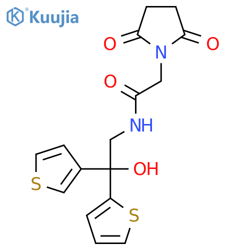 2-(2,5-dioxopyrrolidin-1-yl)-N-2-hydroxy-2-(thiophen-2-yl)-2-(thiophen-3-yl)ethylacetamide structure