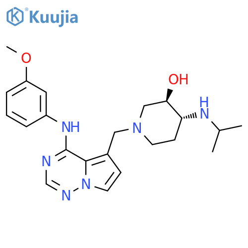 (3R,4R)-4-Isopropylamino-1-[4-(3-methoxy-phenylamino)-pyrrolo[2,1-f][1,2,4]triazin-5-ylmethyl]-piperidin-3-ol structure