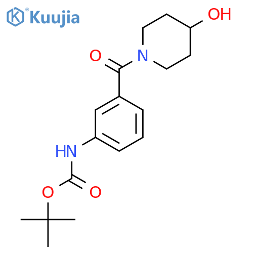 tert-butyl N-[3-(4-hydroxypiperidine-1-carbonyl)phenyl]carbamate structure