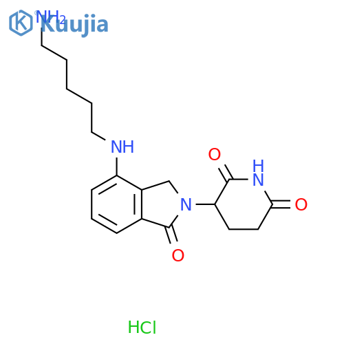 3-{4-(5-aminopentyl)amino-1-oxo-2,3-dihydro-1H-isoindol-2-yl}piperidine-2,6-dione structure