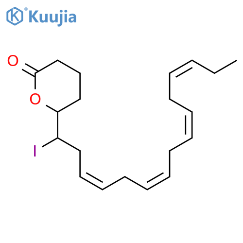2H-Pyran-2-one,tetrahydro-6-[(3Z,6Z,9Z,12Z)-1-iodo-3,6,9,12-pentadecatetraenyl]- structure