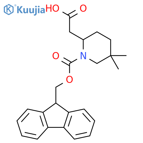 2-(1-{(9H-fluoren-9-yl)methoxycarbonyl}-5,5-dimethylpiperidin-2-yl)acetic acid structure