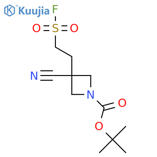 Tert-butyl 3-cyano-3-(2-fluorosulfonylethyl)azetidine-1-carboxylate structure