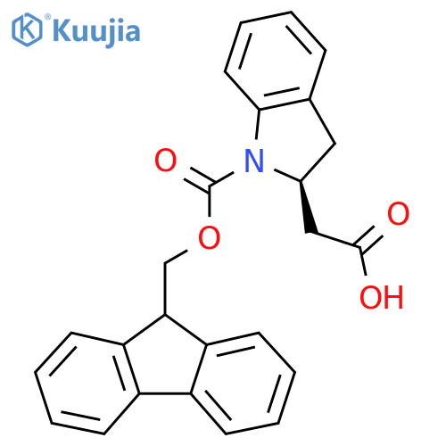 2-[(2S)-1-{[(9H-fluoren-9-yl)methoxy]carbonyl}-2,3-dihydro-1H-indol-2-yl]acetic acid structure