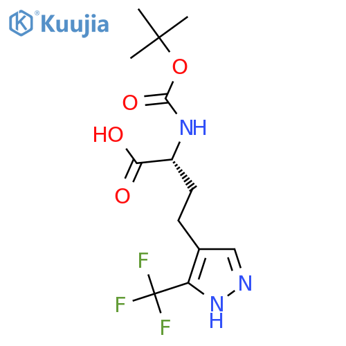 (2R)-2-{(tert-butoxy)carbonylamino}-4-3-(trifluoromethyl)-1H-pyrazol-4-ylbutanoic acid structure