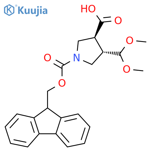 rac-(3R,4R)-4-(dimethoxymethyl)-1-{(9H-fluoren-9-yl)methoxycarbonyl}pyrrolidine-3-carboxylic acid structure