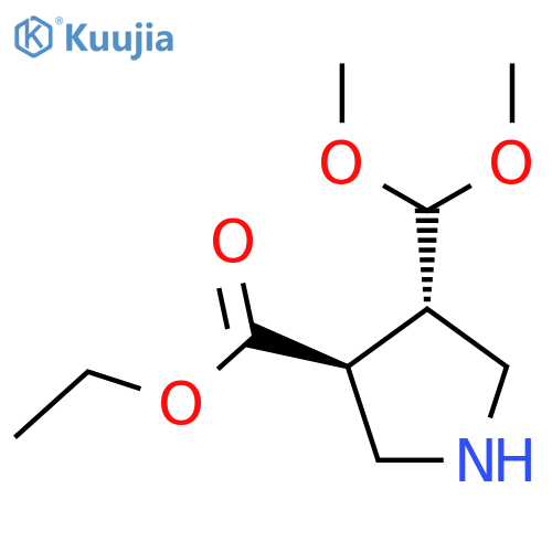 rac-ethyl (3R,4R)-4-(dimethoxymethyl)pyrrolidine-3-carboxylate structure
