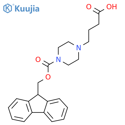 4-(4-{(9H-fluoren-9-yl)methoxycarbonyl}piperazin-1-yl)butanoic acid structure