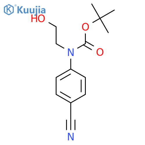 tert-butyl N-(4-cyanophenyl)-N-(2-hydroxyethyl)carbamate structure