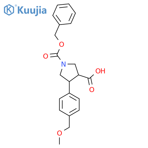 1-(benzyloxy)carbonyl-4-4-(methoxymethyl)phenylpyrrolidine-3-carboxylic acid structure