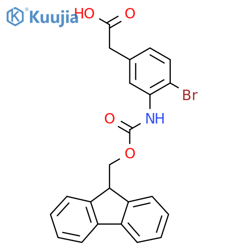 2-4-bromo-3-({(9H-fluoren-9-yl)methoxycarbonyl}amino)phenylacetic acid structure