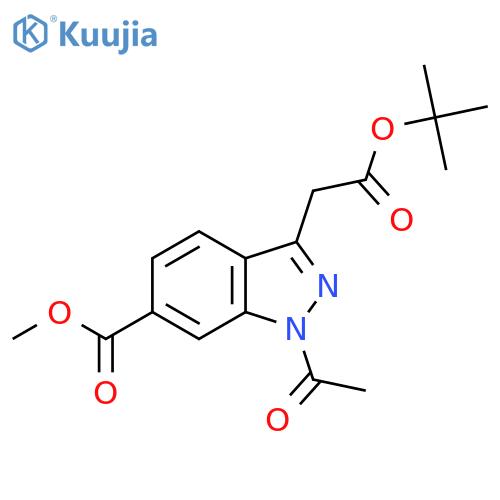 1-Acetyl-3-tert-butoxycarbonylmethyl-1H-indazole-6-carboxylic acid methyl ester structure