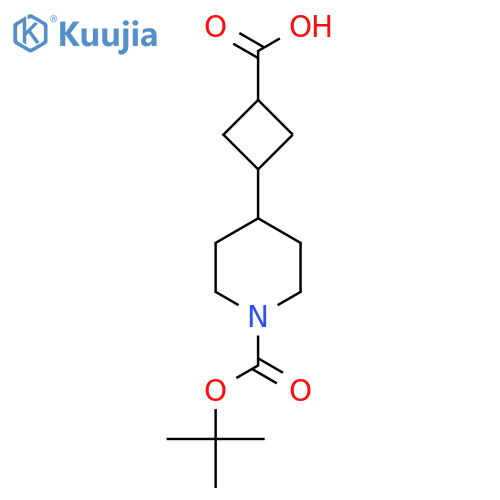 3-{1-(tert-butoxy)carbonylpiperidin-4-yl}cyclobutane-1-carboxylic acid structure