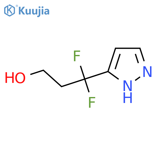 3,3-difluoro-3-(1H-pyrazol-5-yl)propan-1-ol structure